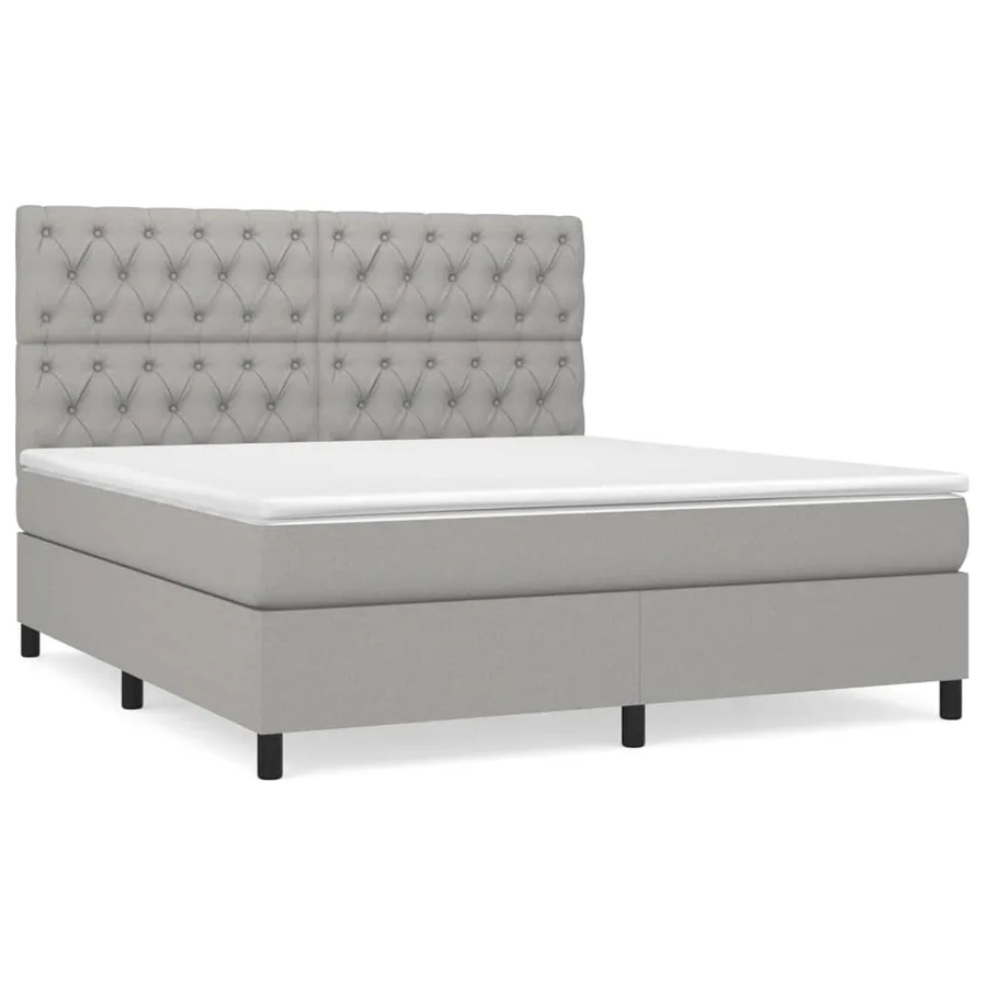 Sommier à lattes de lit avec matelas Gris clair 160x200cm Tissu - 2