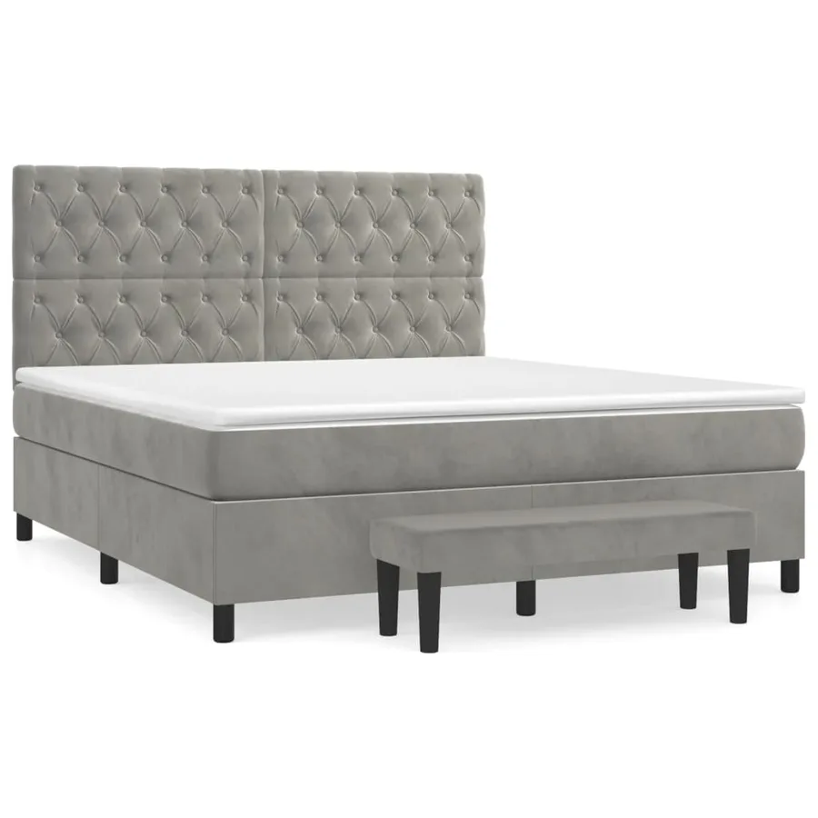 Sommier à lattes de lit et matelas Gris clair 160x200cm Velours - 2