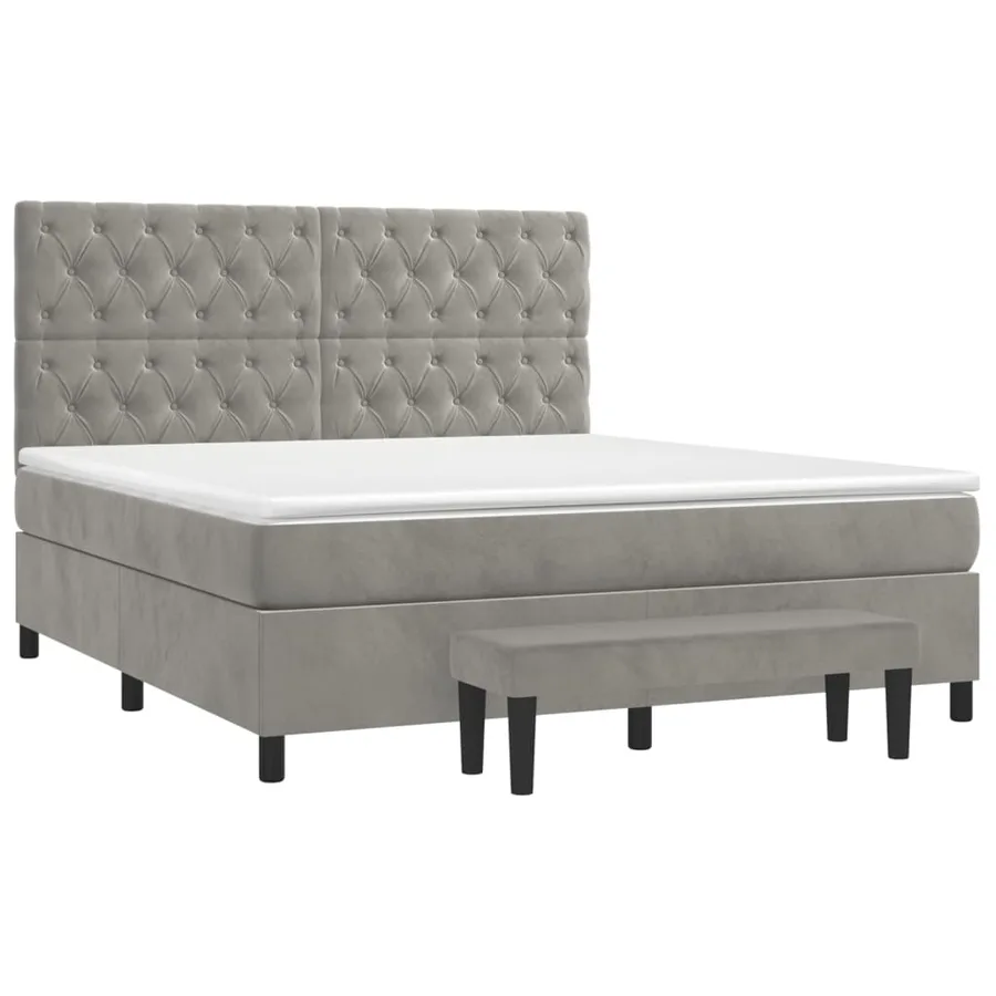 Sommier à lattes de lit et matelas Gris clair 160x200cm Velours - 3