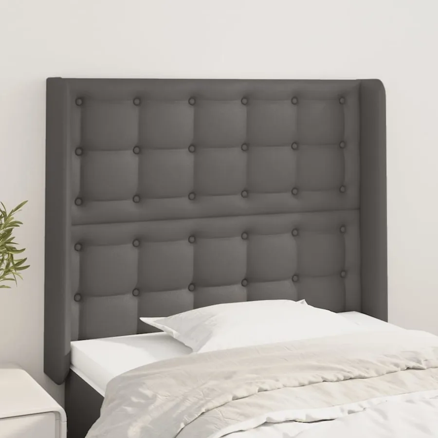 Tête de lit avec oreilles Gris 93x16x118/128 cm Similicuir
