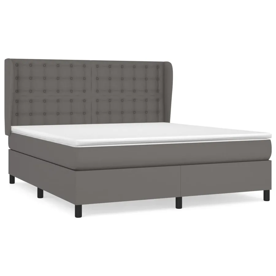 Sommier à lattes de lit avec matelas Gris 180x200 cm Similicuir - 2