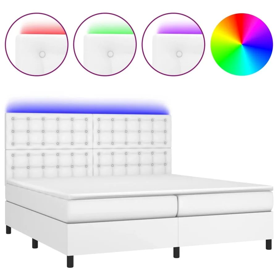 Sommier à lattes de lit avec matelas et LED Blanc 200x200 cm - 2