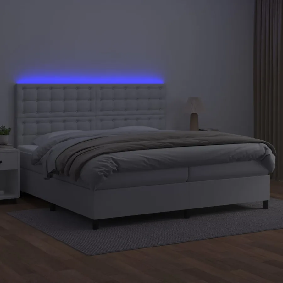 Sommier à lattes de lit avec matelas et LED Blanc 200x200 cm - 4