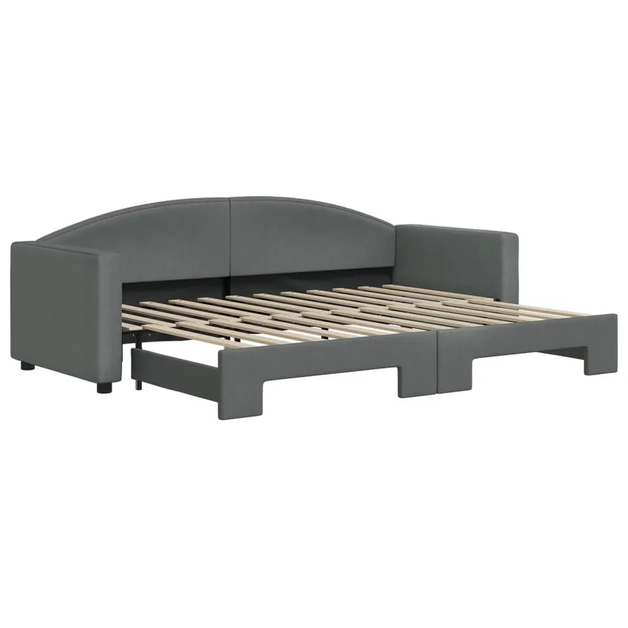 Lit de jour avec gigogne sans matelas gris foncé 80x200 cm - 2