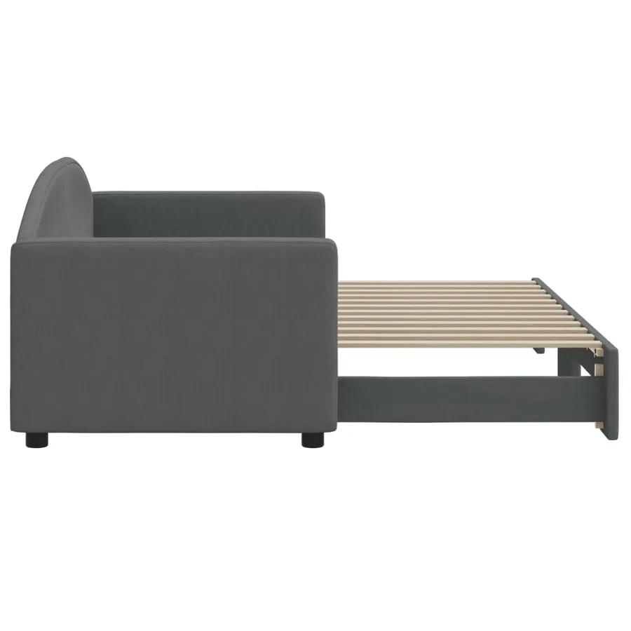 Lit de jour avec gigogne sans matelas gris foncé 80x200 cm - 4
