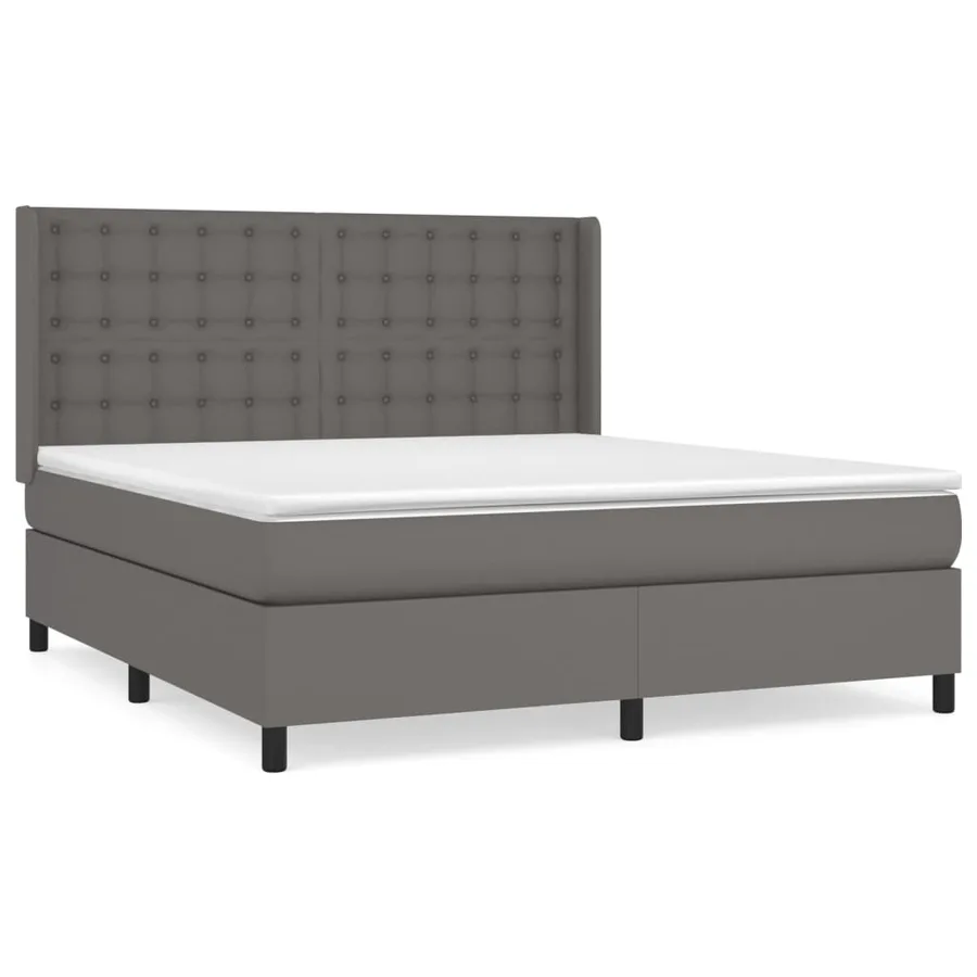 Sommier à lattes de lit avec matelas Gris 180x200 cm Similicuir - 2