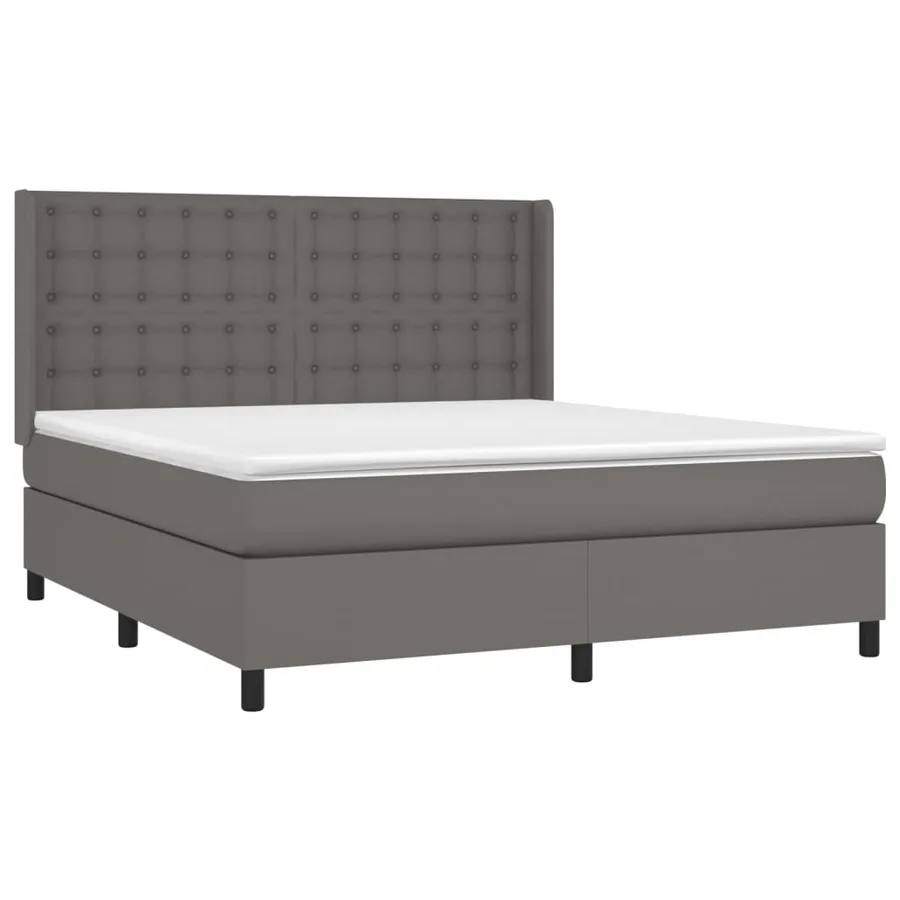 Sommier à lattes de lit avec matelas Gris 180x200 cm Similicuir - 3