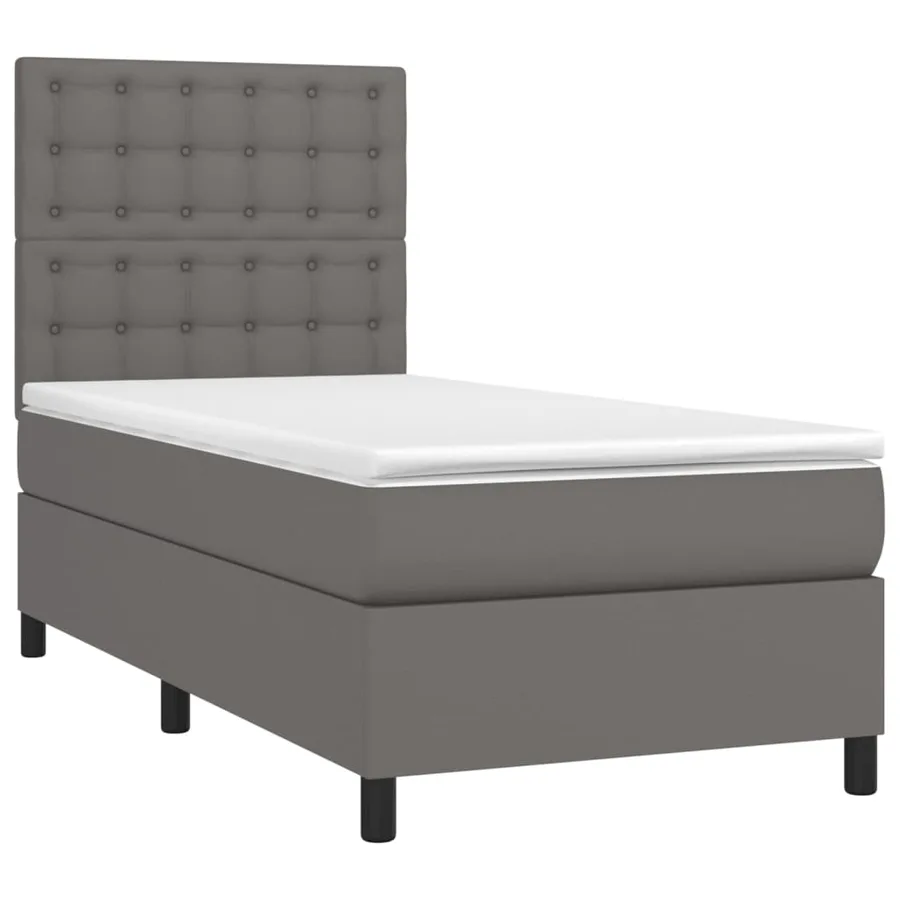 Sommier à lattes de lit avec matelas Gris 90x190 cm Similicuir - 3