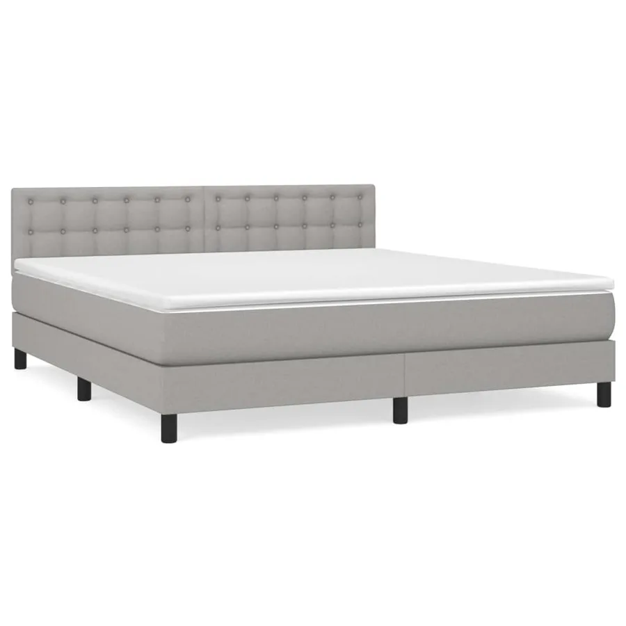 Sommier à lattes de lit avec matelas Gris clair 180x200cm Tissu - 2