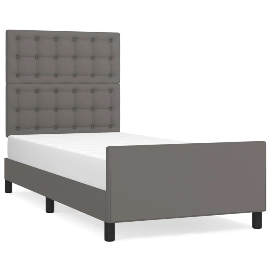 Cadre de lit sans matelas gris 90x190 cm similicuir - 2