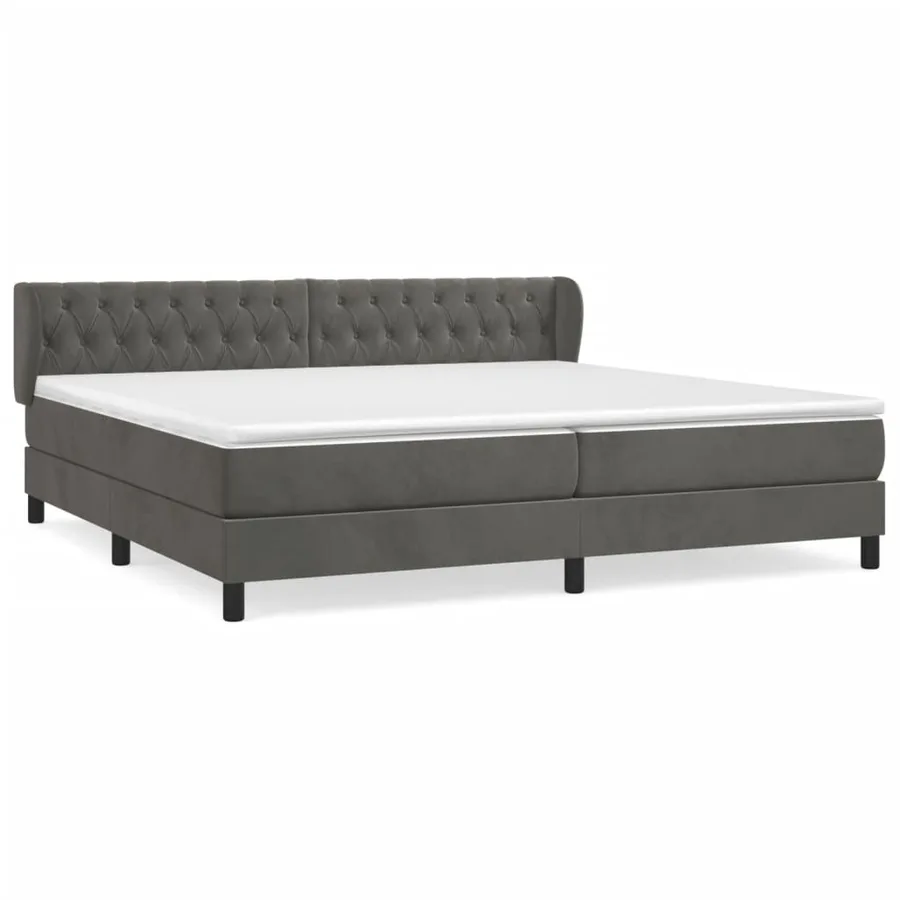 Sommier à lattes de lit et matelas Gris foncé 200x200cm Velours - 2