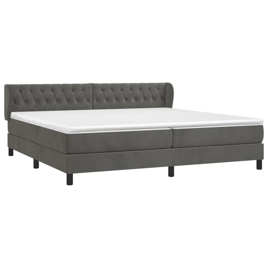 Sommier à lattes de lit et matelas Gris foncé 200x200cm Velours - 3
