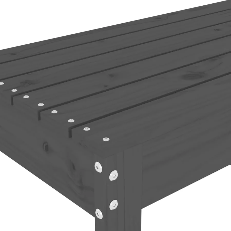 Banc de jardin gris 110x38x45 cm bois massif de pin - 6