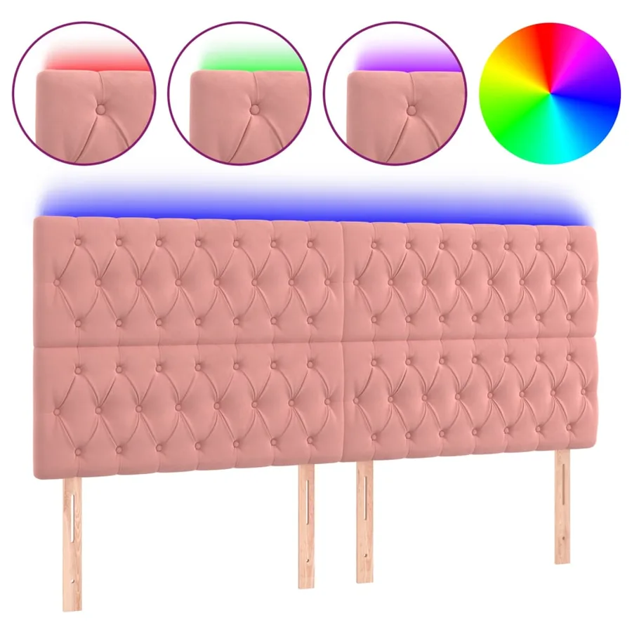 Tête de lit à LED Rose 200x7x118/128 cm Velours - 2