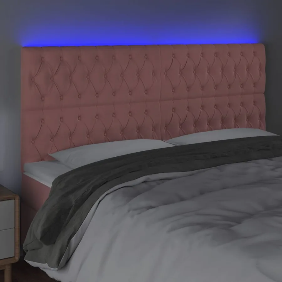 Tête de lit à LED Rose 200x7x118/128 cm Velours - 3