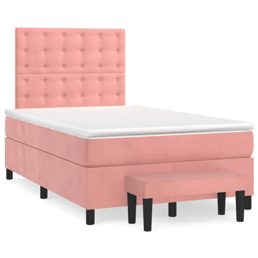 Sommier à lattes de lit avec matelas Rose 120x200 cm Velours - 2