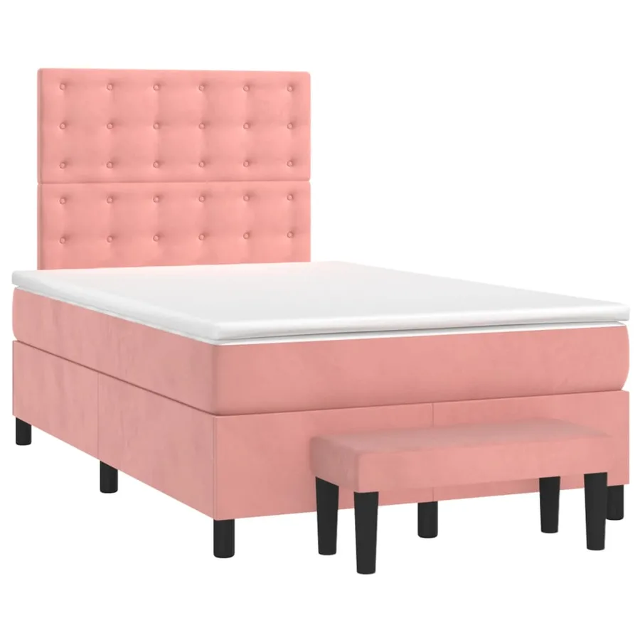 Sommier à lattes de lit avec matelas Rose 120x200 cm Velours - 3