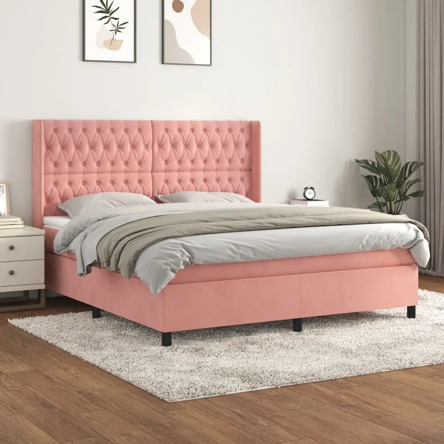 Sommier à lattes de lit avec matelas Rose 180x200 cm Velours