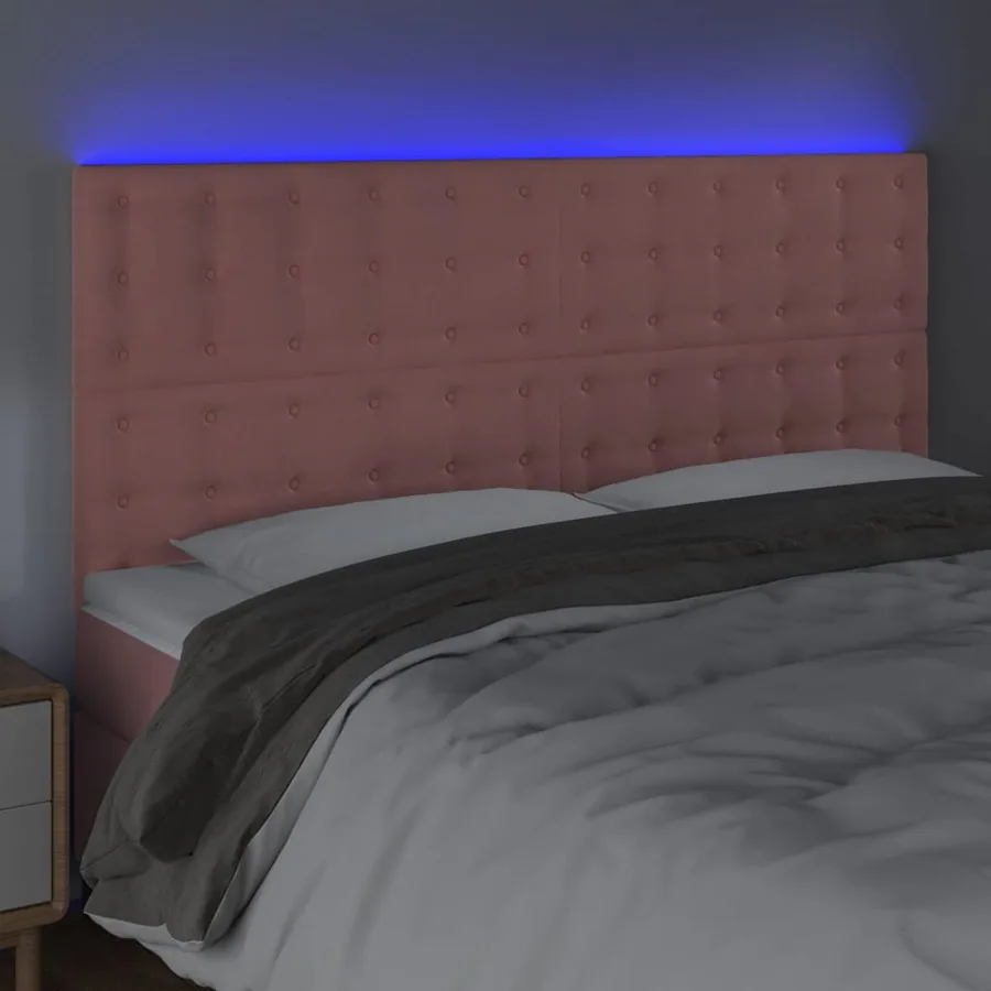 Tête de lit à LED Rose 200x5x118/128 cm Velours - 3