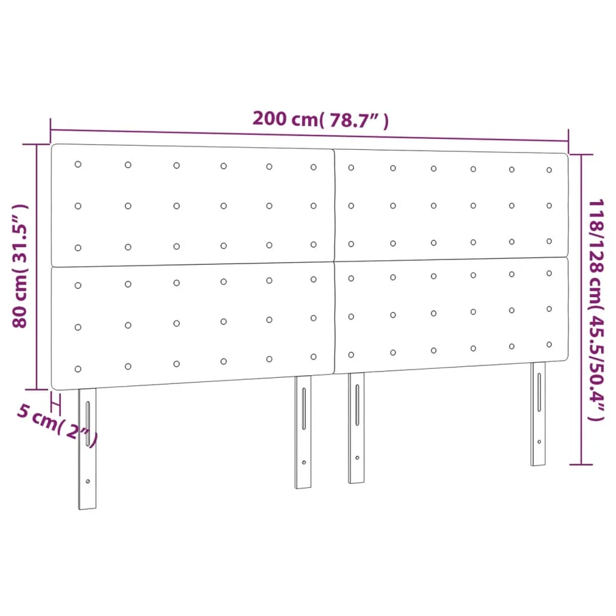 Tête de lit à LED Rose 200x5x118/128 cm Velours - 6