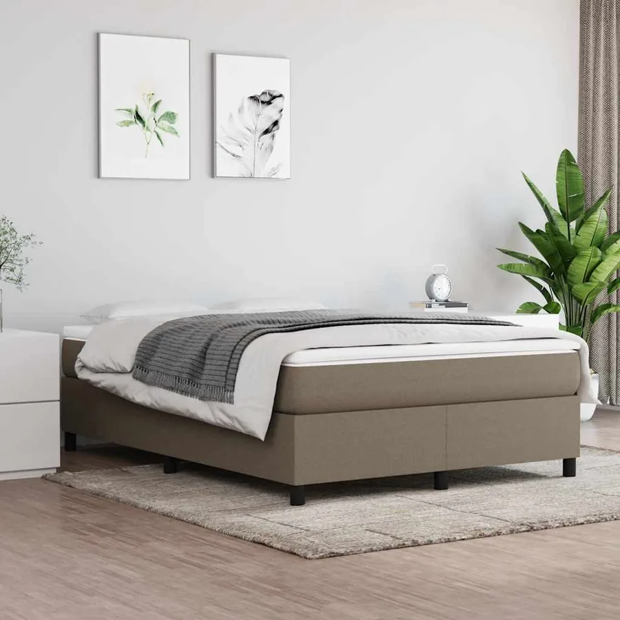 Sommier à lattes de lit avec matelas Taupe 140x190 cm Tissu