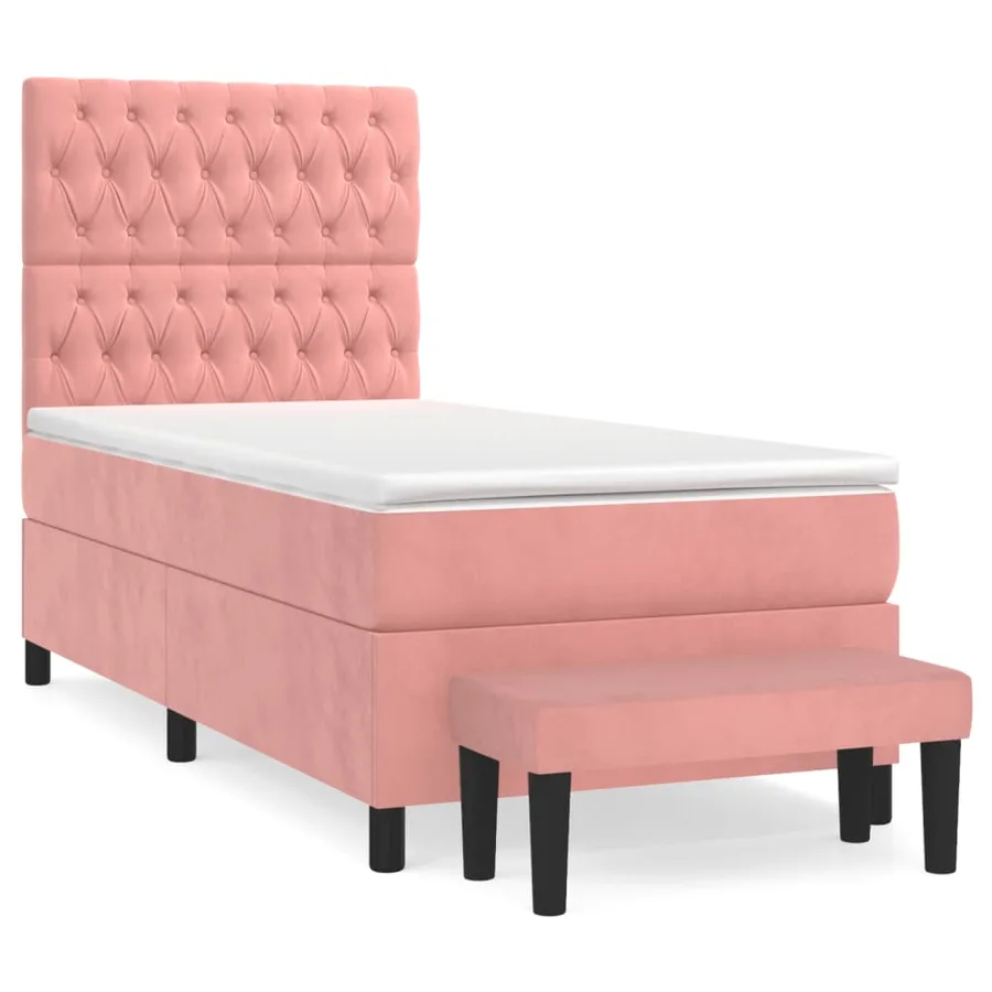 Sommier à lattes de lit avec matelas Rose 90x200 cm Velours - 2