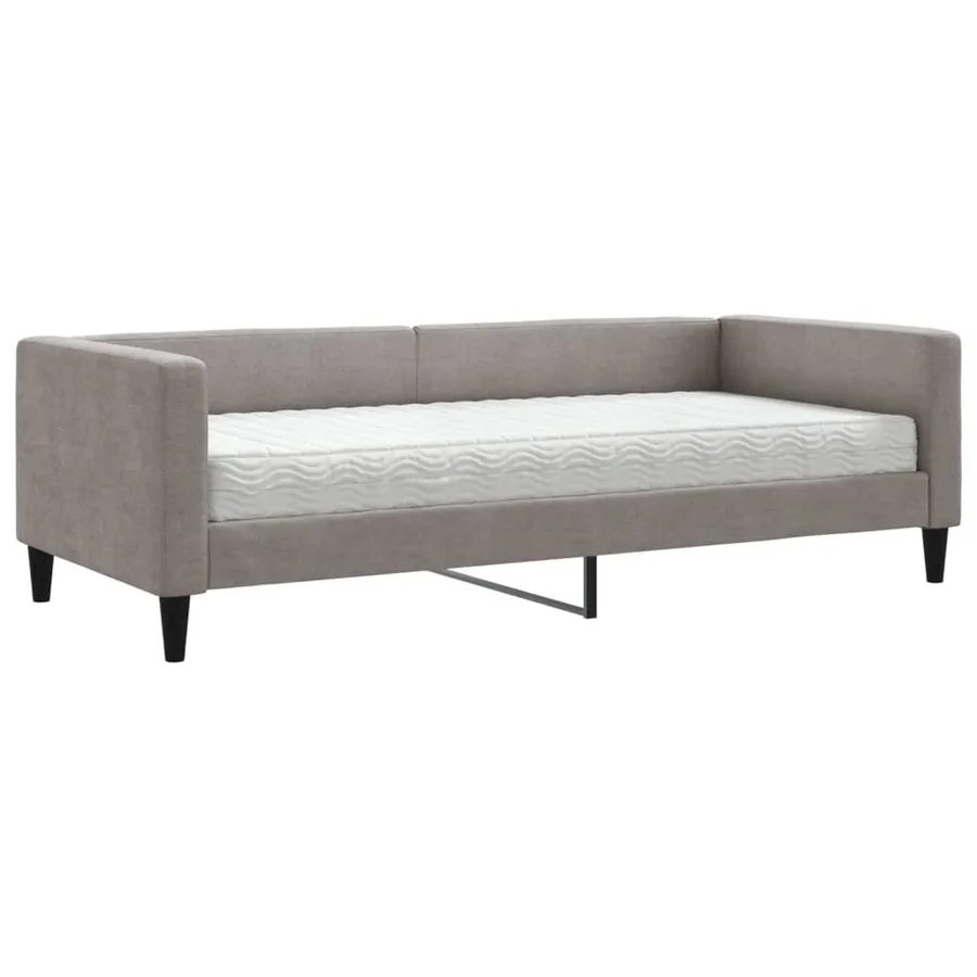 Lit de jour avec matelas taupe 90x200 cm tissu - 2