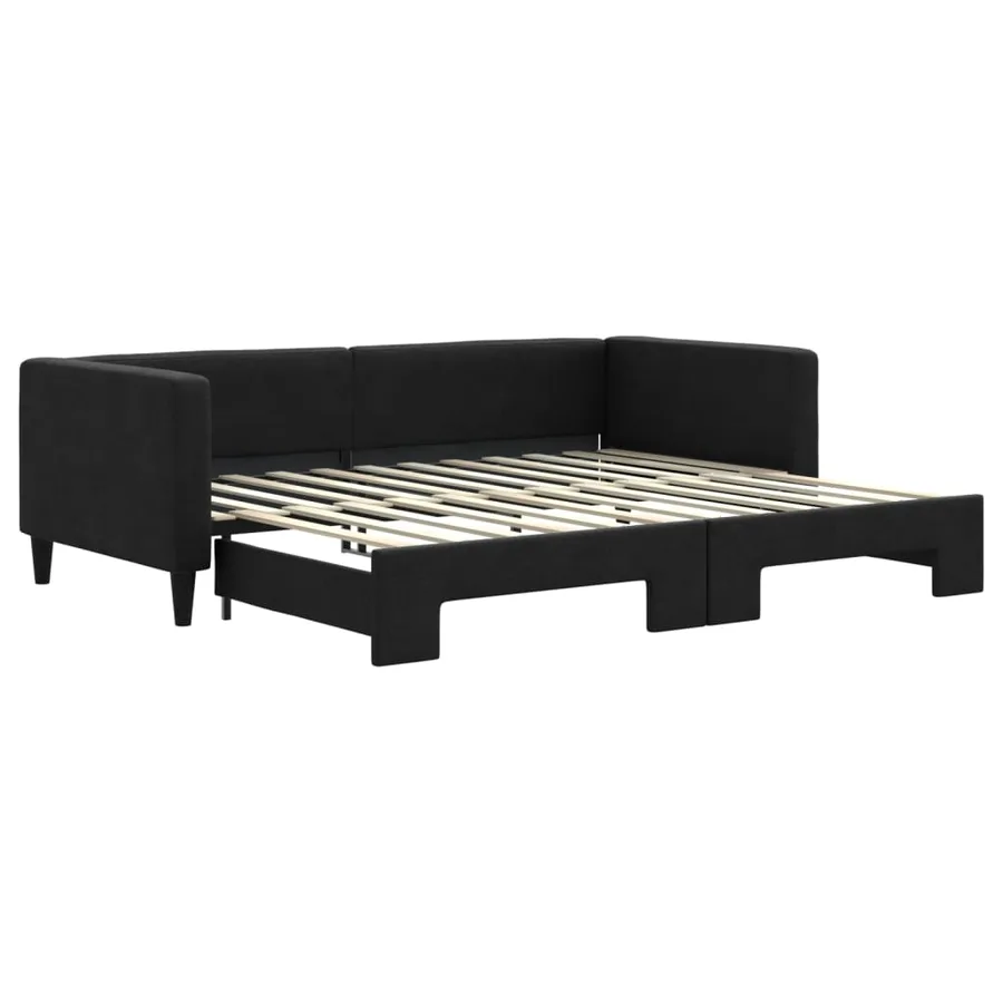 Lit de jour avec gigogne sans matelas noir 90x200 cm - 2