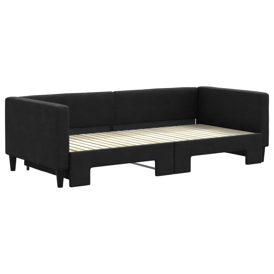 Lit de jour avec gigogne sans matelas noir 90x200 cm - 3