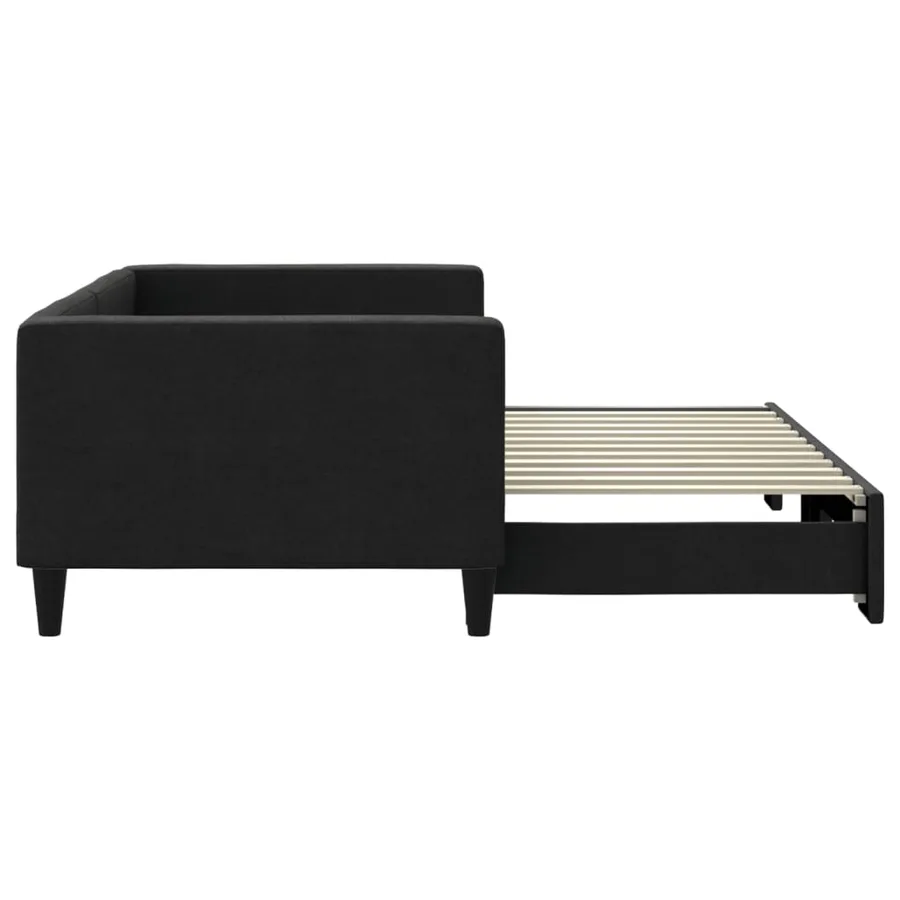 Lit de jour avec gigogne sans matelas noir 90x200 cm - 4
