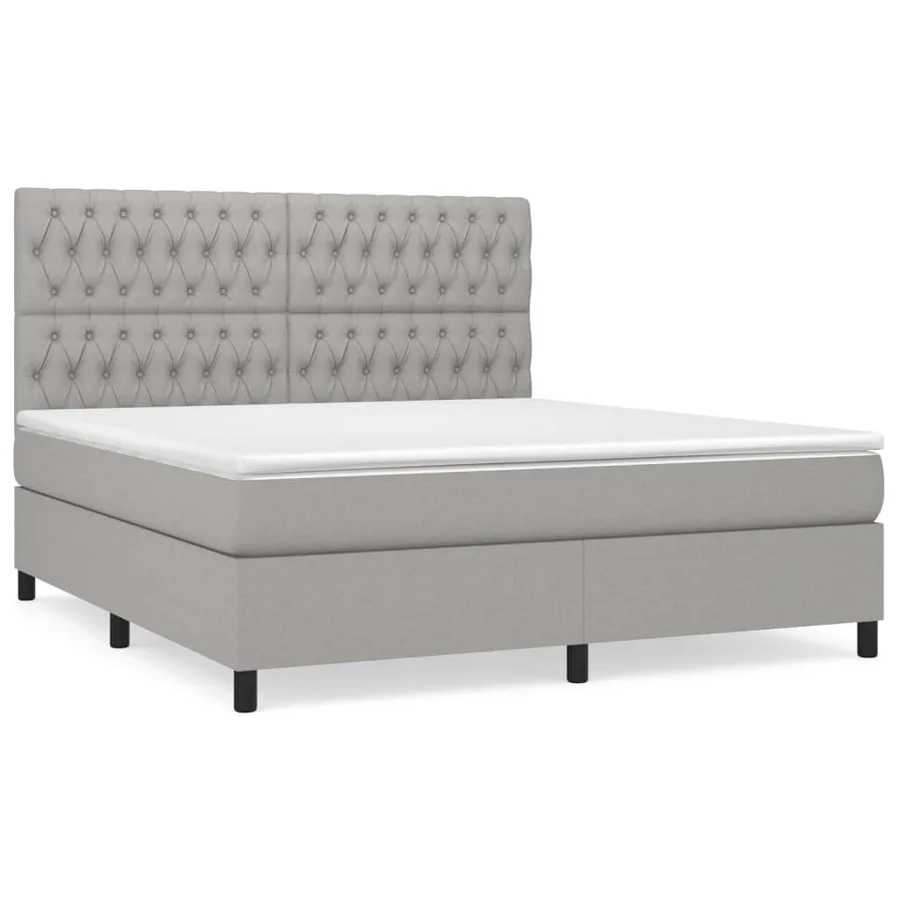 Sommier à lattes de lit avec matelas Gris clair 180x200cm Tissu - 2
