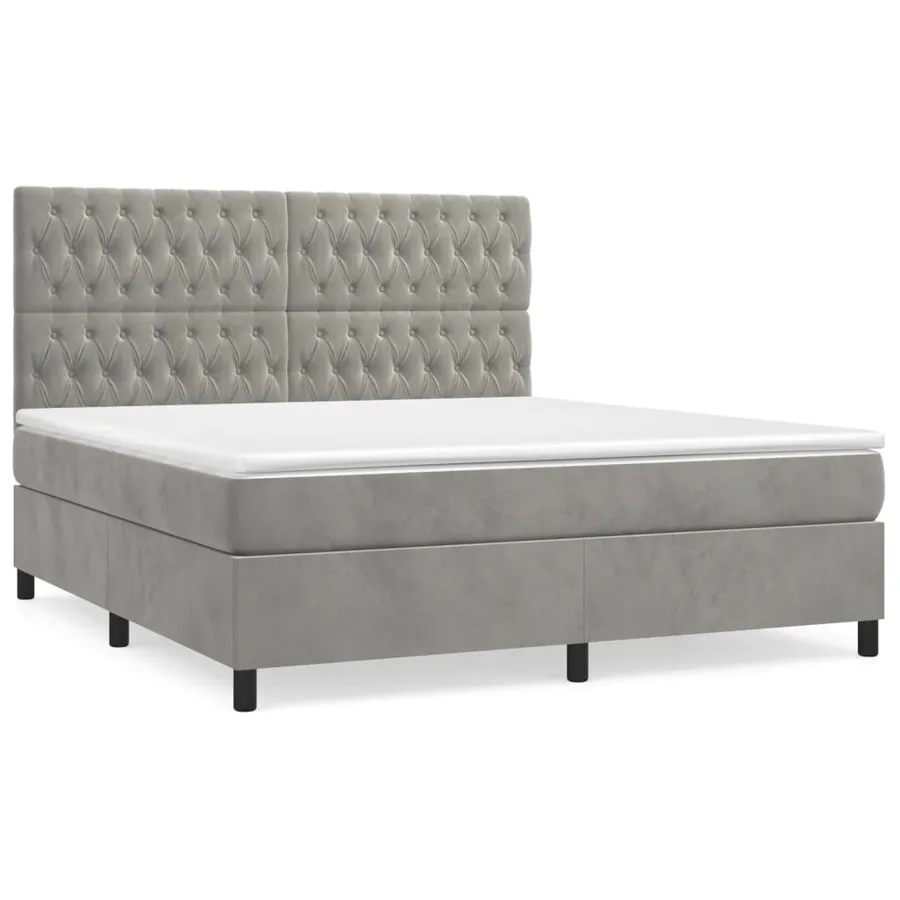 Sommier à lattes de lit et matelas Gris clair 180x200cm Velours - 2