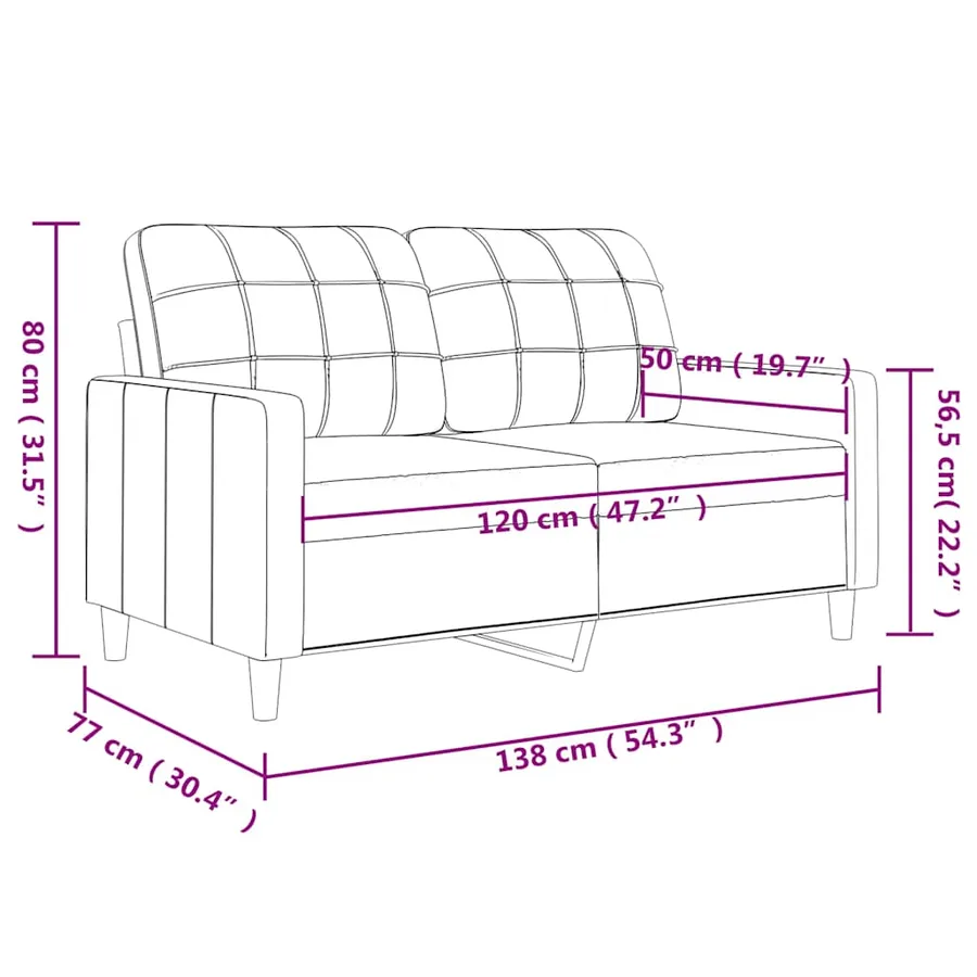 Canapé à 2 places Crème 120 cm Tissu - 8