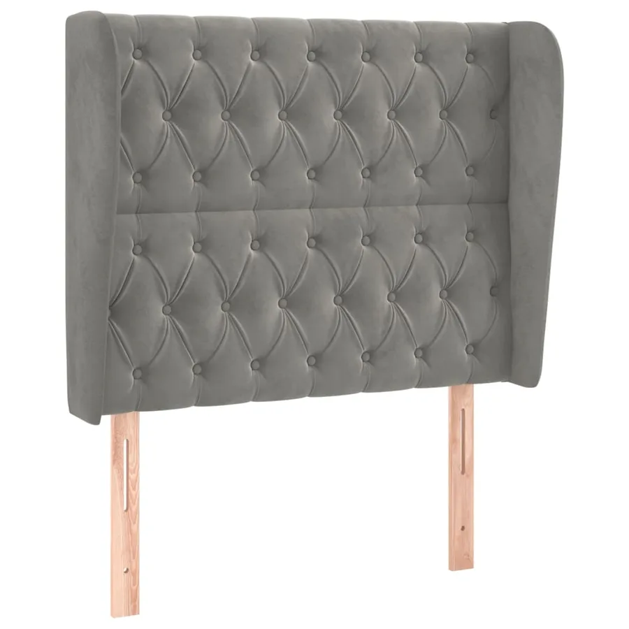Tête de lit avec oreilles Gris clair 93x23x118/128 cm Velours - 2