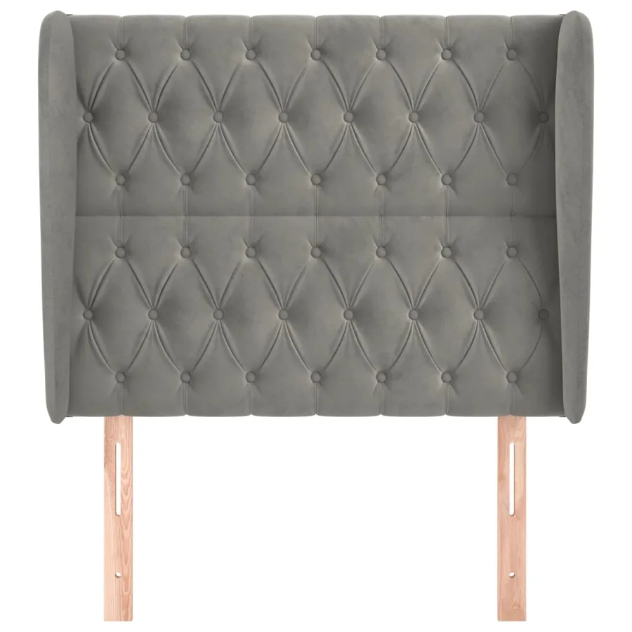 Tête de lit avec oreilles Gris clair 93x23x118/128 cm Velours - 3