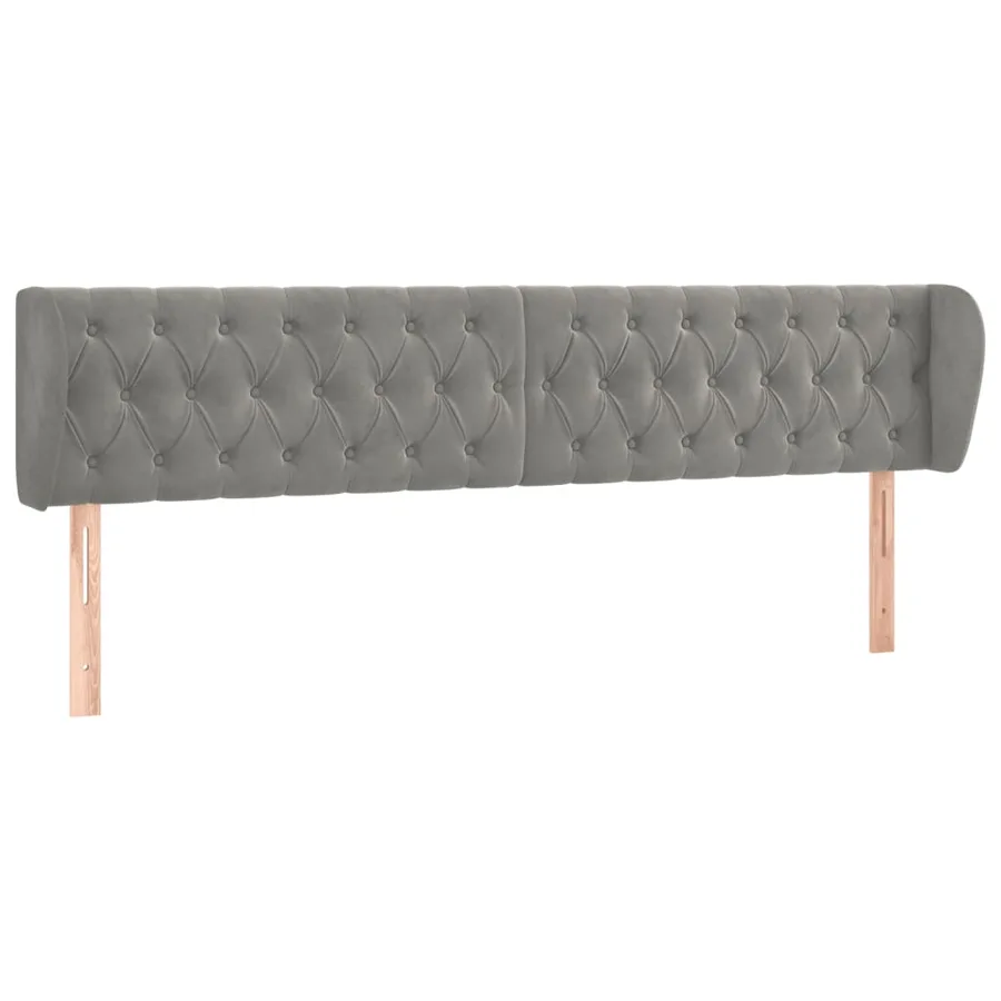 Tête de lit avec oreilles Gris clair 183x23x78/88 cm Velours - 2