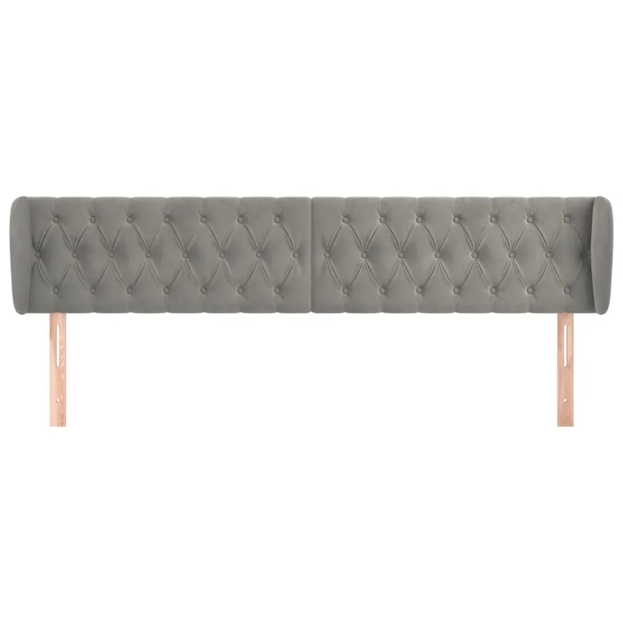 Tête de lit avec oreilles Gris clair 183x23x78/88 cm Velours - 3