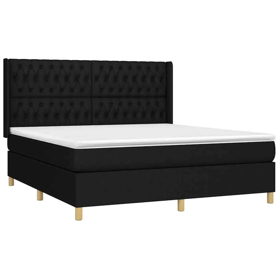 Sommier à lattes de lit avec matelas Noir 180x200 cm Tissu - 3