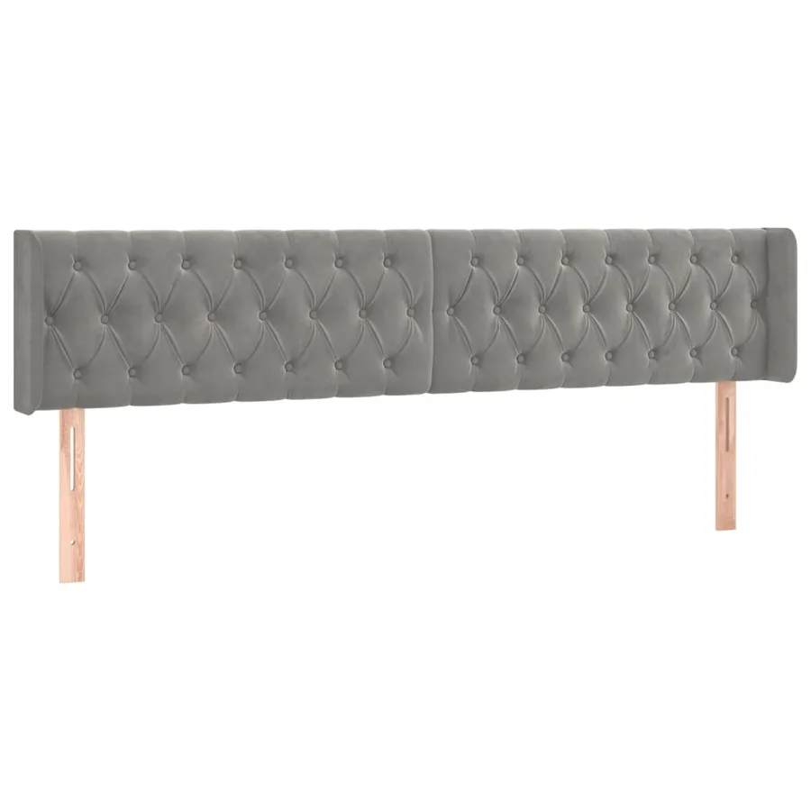 Tête de lit avec oreilles Gris clair 183x16x78/88 cm Velours - 2