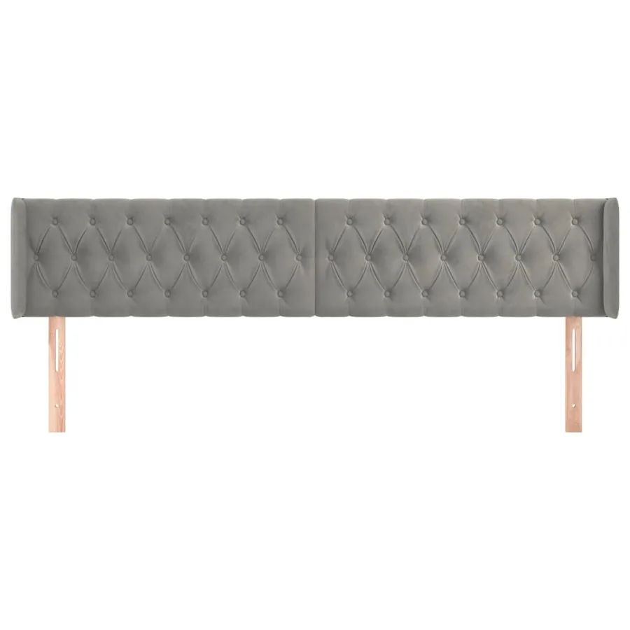 Tête de lit avec oreilles Gris clair 183x16x78/88 cm Velours - 3