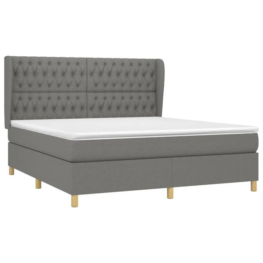 Sommier à lattes de lit avec matelas Gris foncé 180x200cm Tissu - 3