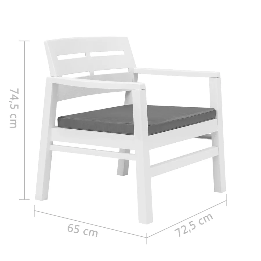 Salon de jardin 3 pcs Plastique Blanc - 12