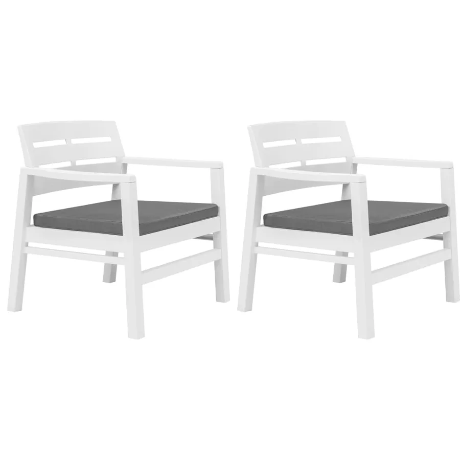 Salon de jardin 3 pcs Plastique Blanc - 2