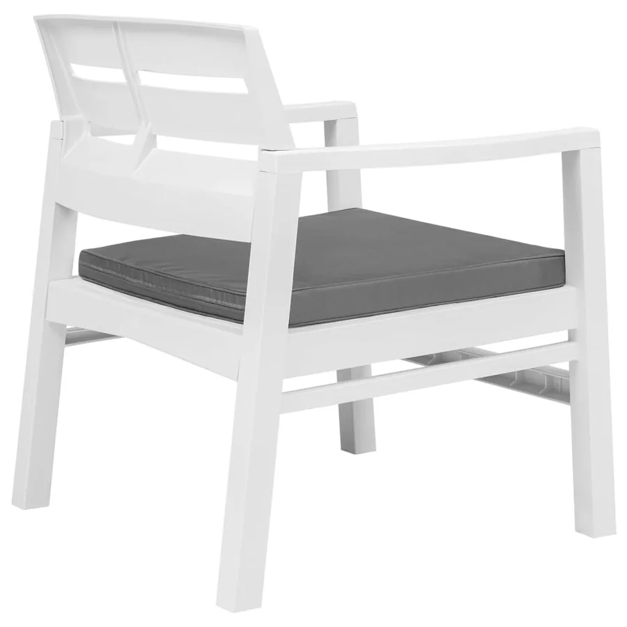 Salon de jardin 3 pcs Plastique Blanc - 5