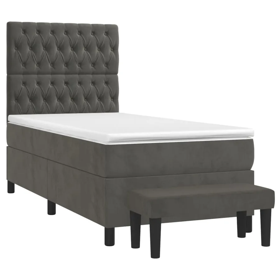 Sommier à lattes de lit et matelas Gris foncé 90x190 cm Velours - 3