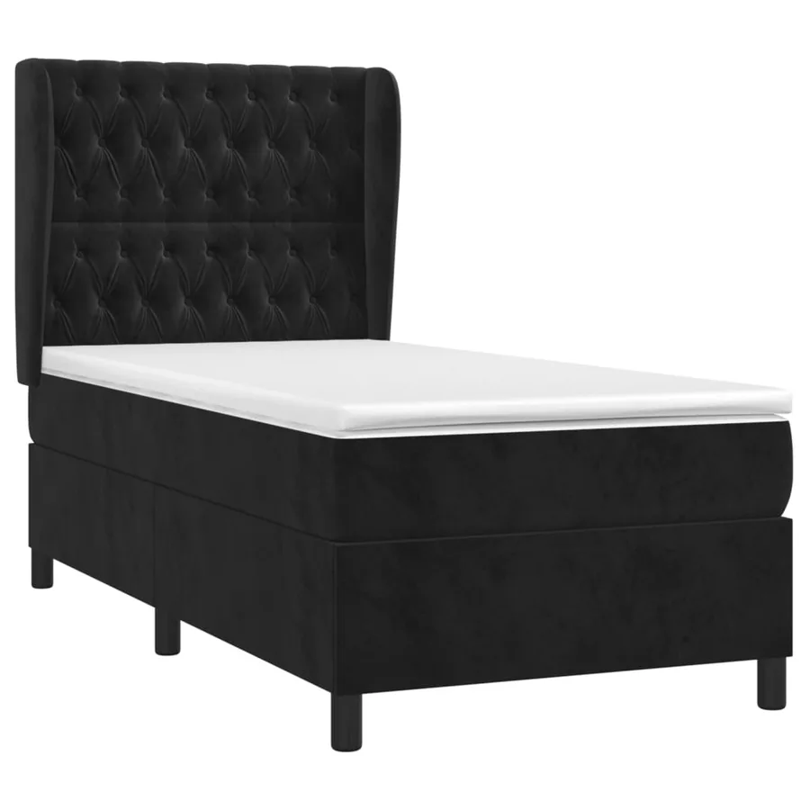 Sommier à lattes de lit avec matelas Noir 90x200 cm Velours - 3