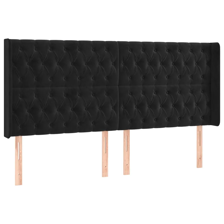 Tête de lit à LED Noir 183x16x118/128 cm Velours - 3