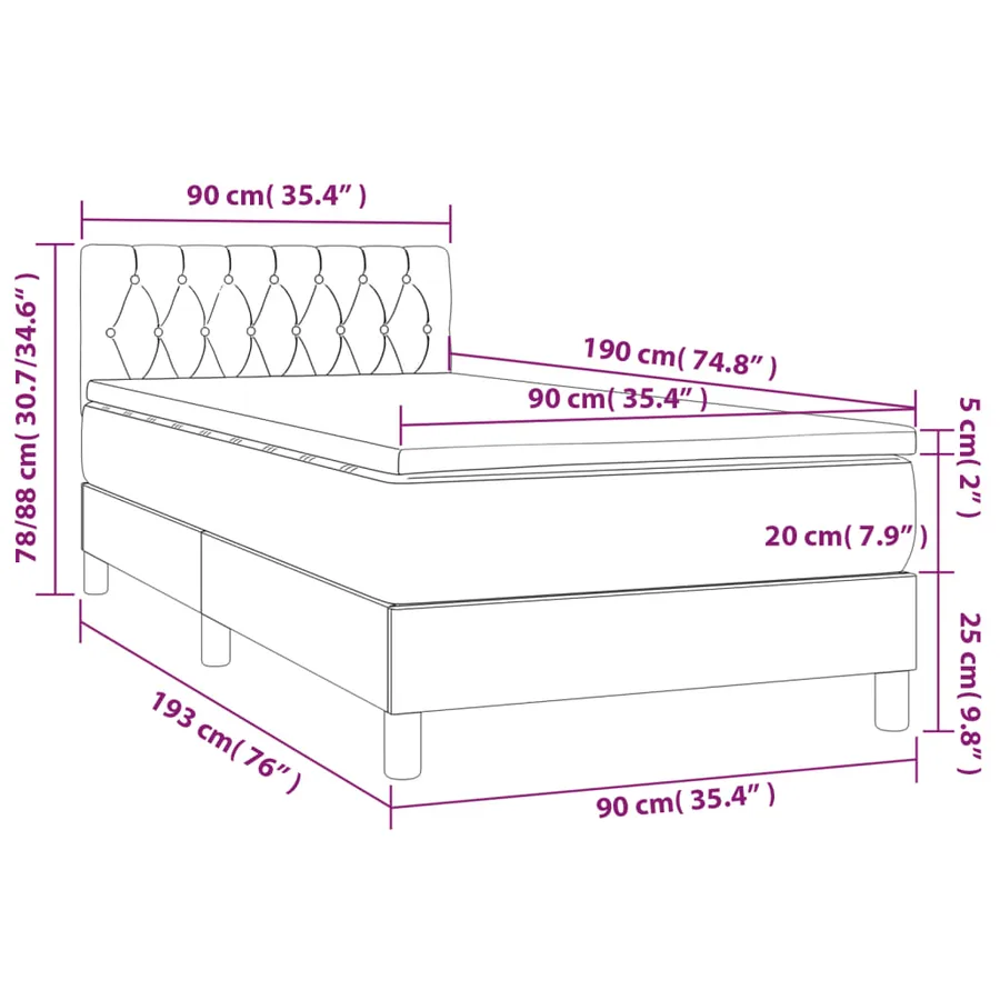 Sommier à lattes de lit avec matelas et LED Rose 90x190 cm - 8