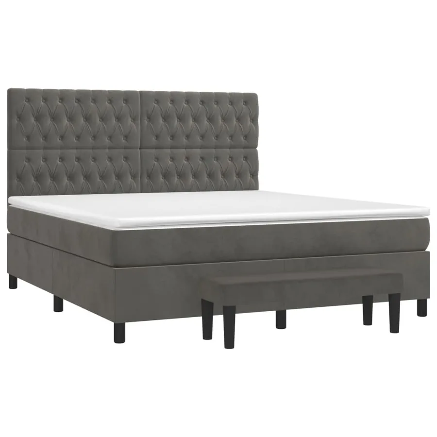 Sommier à lattes de lit et matelas Gris foncé 180x200cm Velours - 3