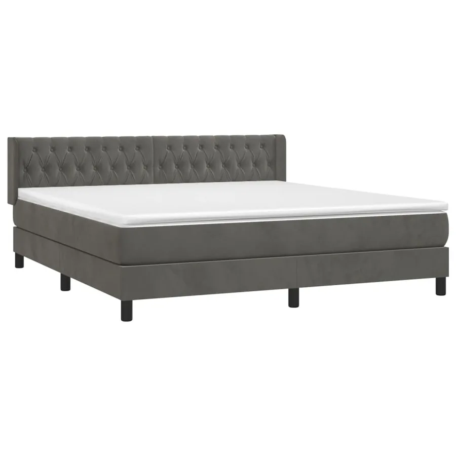Sommier à lattes de lit et matelas Gris foncé 180x200cm Velours - 3